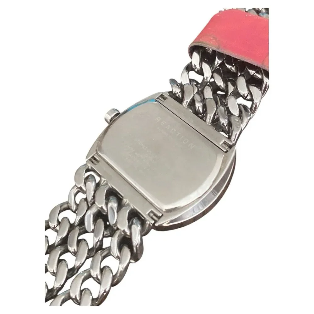 Women’s Kenneth Cole Reaction Watch Pink Dial New Battery Chain Link Band